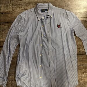 Ralph Lauren Blue and White Striped Men's Shirt